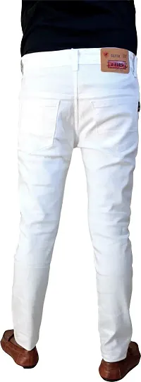 Comfortable White Denim Mid-Rise Jeans For Men-thumb1