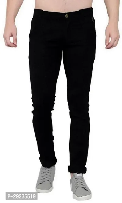 Stylish Black Denim Mid-Rise Jeans For Men-thumb0