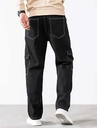 Stylish Black Cotton Blend Jeans For Men-thumb1