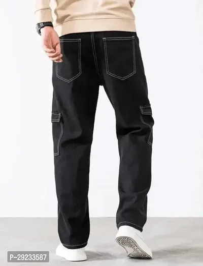 Stylish Black Cotton Blend Jeans For Men-thumb2