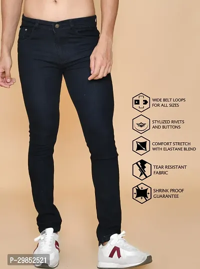 Comfortable Black Denim Mid-Rise Jeans For Men-thumb0