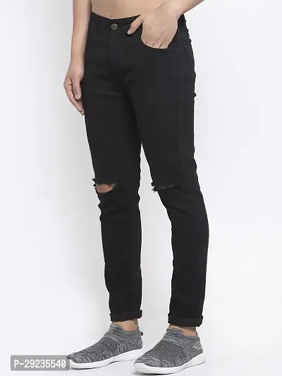 Stylish Black Polycotton Mid-Rise Jeans For Men-thumb4