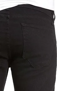 Elegant Black Cotton Lycra Blend Distress Mid-Rise Jeans For Men-thumb3