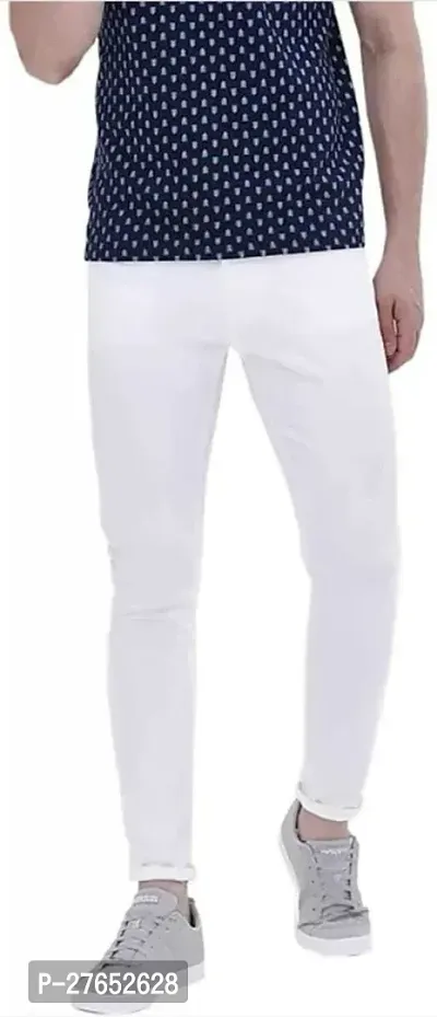 Stylish White Denim Mid-Rise Jeans For Men-thumb0