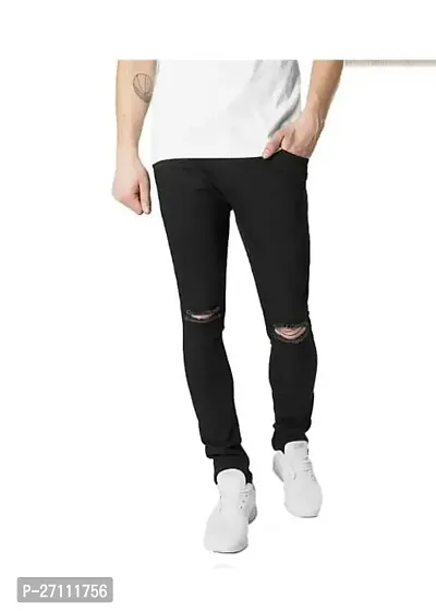 Stylish Black Cotton Blend Mid-Rise Jeans For Men-thumb0