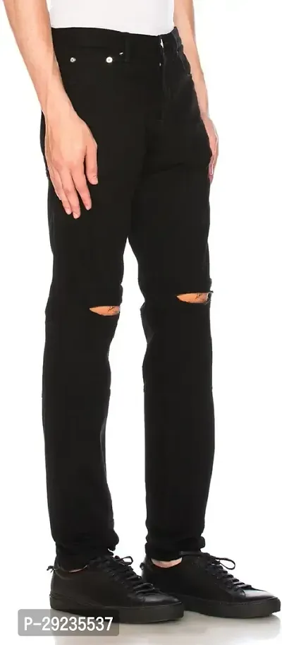 Stylish Black Denim Mid-Rise Jeans For Men-thumb3