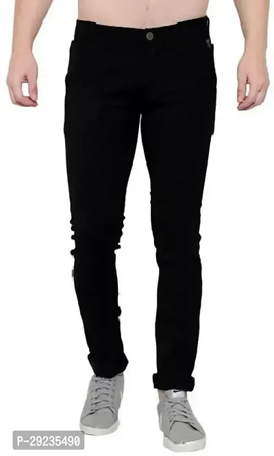 Stylish Black Denim Mid-Rise Jeans For Men-thumb3