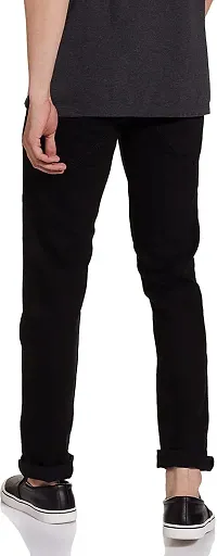 Stylish Black Denim Solid Mid Rise Jeans For Men-thumb1