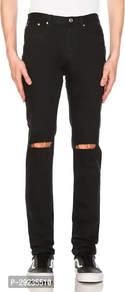 Stylish Black Denim Mid-Rise Jeans For Men-thumb0