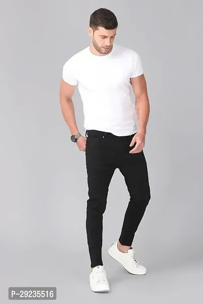 Stylish Black Cotton Blend Mid-Rise Jeans For Men-thumb5