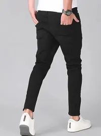 Stylish Black Denim Solid Mid Rise Jeans For Men-thumb1