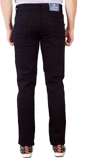 Stylish Black Cotton Solid Mid Rise Jeans For Men-thumb2