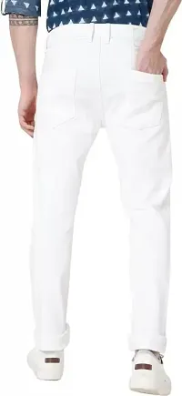 FLETE Stylish White Denim Mid-Rise Jeans For Men-thumb1