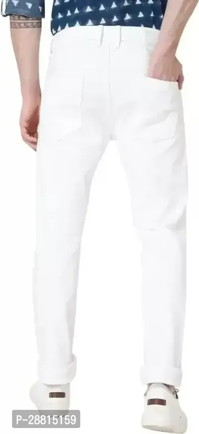 FLETE Stylish White Denim Mid-Rise Jeans For Men-thumb2