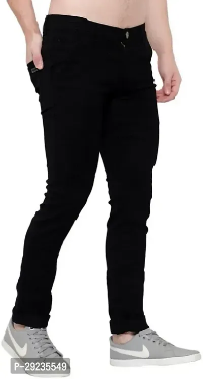 Stylish Black Denim Mid-Rise Jeans For Men-thumb2