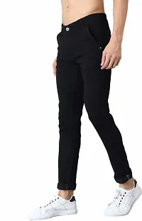 Stylish Black Cotton Blend Solid Mid Rise Jeans For Men-thumb2