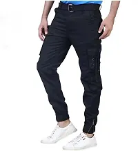 Elegant Cotton Blend Solid Cargos For Men-thumb2