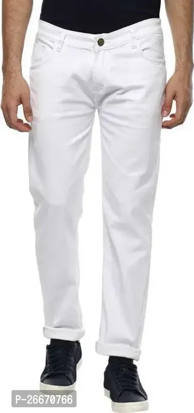 Stylish White Denim Mid-Rise Jeans For Men-thumb0