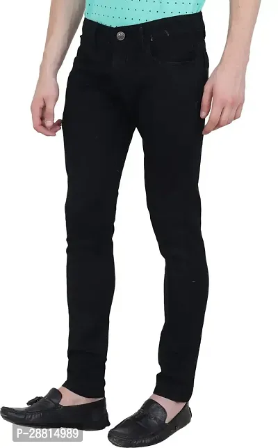 Bestloo Stylish Black Cotton Blend Mid-Rise Jeans For Men-thumb2