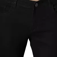 Stylish Black Cotton Blend Solid Mid Rise Jeans For Men-thumb2