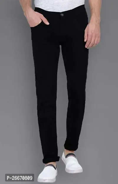 Stylish Black Denim Mid-Rise Jeans For Men-thumb0