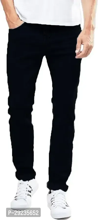 Stylish Black Cotton Blend Mid-Rise Jeans For Men-thumb0