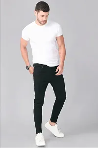 Stylish Black Polyester Blend Solid Mid Rise Jeans For Men-thumb4