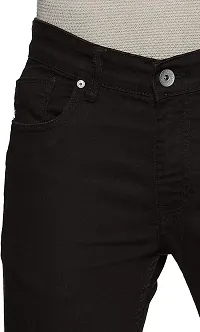 Stylish Black Cotton Blend Solid Mid Rise Jeans For Men-thumb3