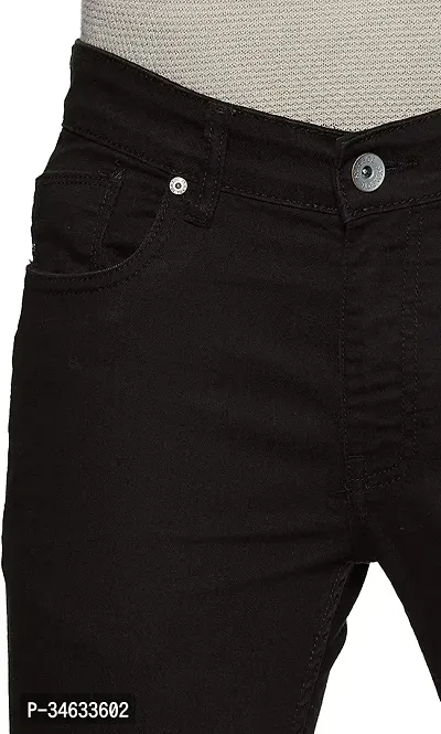 Stylish Black Cotton Blend Solid Mid Rise Jeans For Men-thumb4