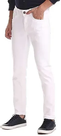 Stylish White Denim Mid-Rise Jeans For Men-thumb2