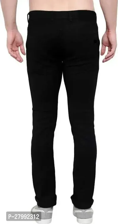 Elegant Black Denim Solid Mid-Rise Jeans For Men-thumb2