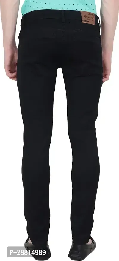 Bestloo Stylish Black Cotton Blend Mid-Rise Jeans For Men-thumb4
