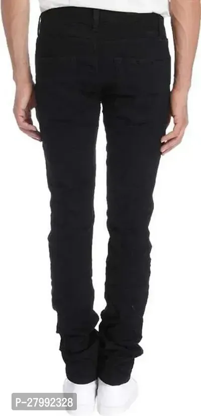 Elegant Black Denim Distress Mid-Rise Jeans For Men-thumb2