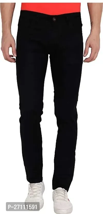 Stylish Black Cotton Blend Mid-Rise Jeans For Men-thumb0