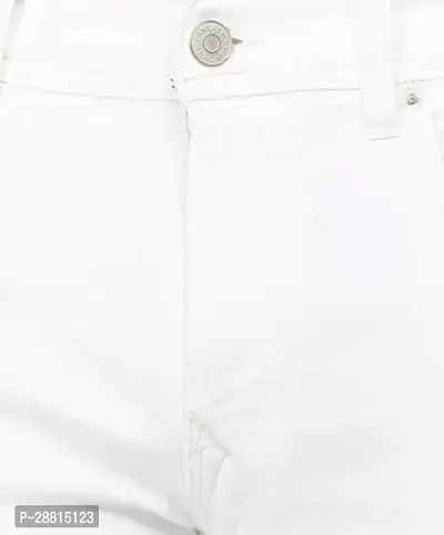 FLETE Stylish White Denim Mid-Rise Jeans For Men-thumb3