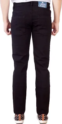 Stylish Black Cotton Blend Solid Mid Rise Jeans For Men-thumb2