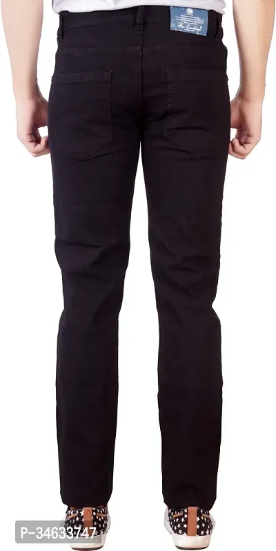 Stylish Black Cotton Blend Solid Mid Rise Jeans For Men-thumb3