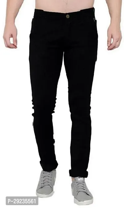 Stylish Black Denim Mid-Rise Jeans For Men-thumb0