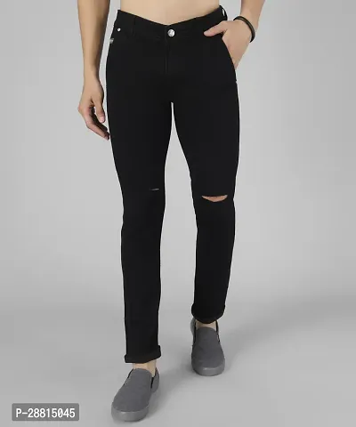 Bestloo Stylish Black Denim Mid-Rise Jeans For Men