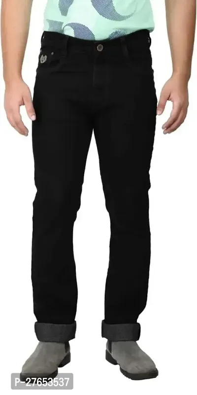 Stylish Black Denim Mid-Rise Jeans For Men-thumb0