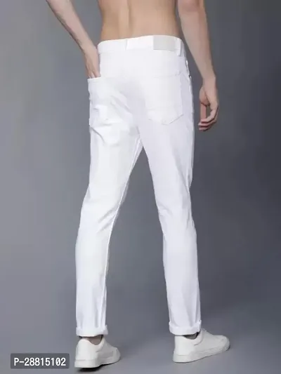 FLETE Stylish White Denim Mid-Rise Jeans For Men-thumb2