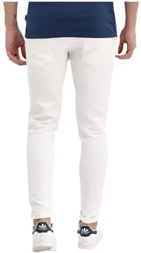 Comfortable White Denim Mid-Rise Jeans For Men-thumb1