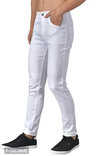 Stylish White Denim Mid-Rise Jeans For Men-thumb3