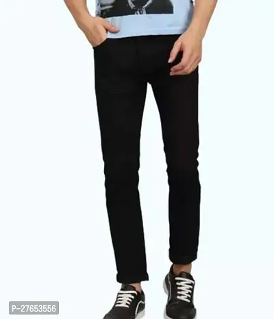 Stylish Black Denim Mid-Rise Jeans For Men-thumb0