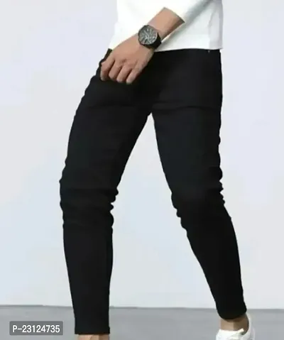 MEN PLAIN BLACK JEANS-thumb0