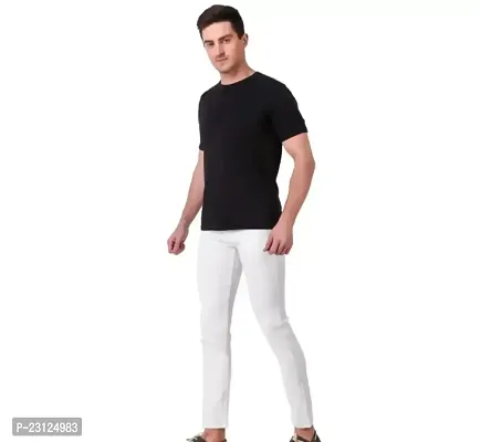 MEN PLAIN WHITE JEANS-thumb5