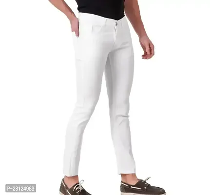 MEN PLAIN WHITE JEANS-thumb3