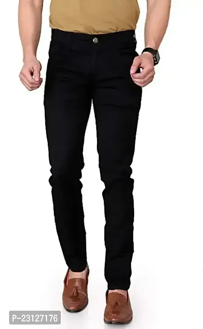 MEN PLAIN BLACK JEANS-thumb0