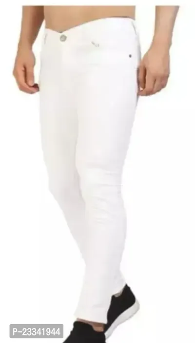 Trendy Cotton Blend White Jeans For Men-thumb4