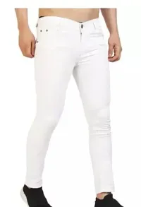 Trendy Cotton Blend White Jeans For Men-thumb2